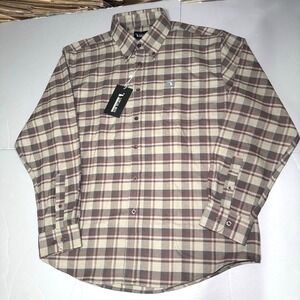 Local Boy Outfitters Hudson Flannel Shirt L Large Brown Plaid New Pocket